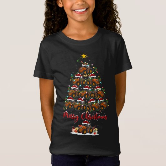 Traktor Weihnachtsbaum Lichter Funny Traktor Weihn T-Shirt (Vorderseite)