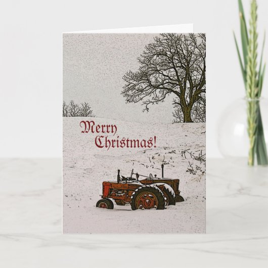 Traktor Weihnachtskarte Feiertagskarte (Vorderseite)