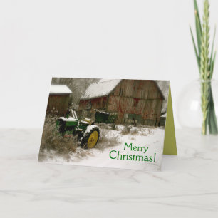 Traktor Weihnachtskarte: Traktor & Auto Feiertagskarte