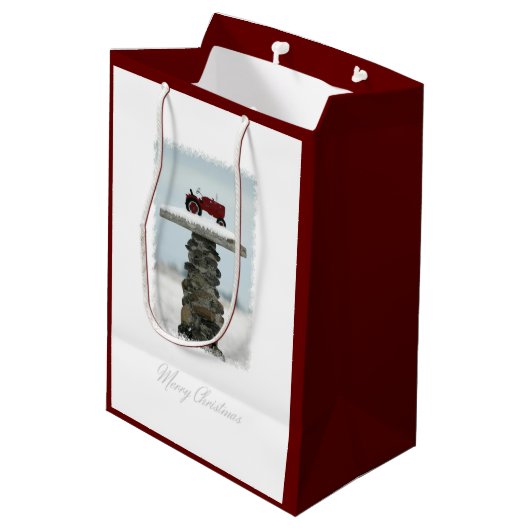 Traktor-Weihnachtsmittlere Geschenk-Tasche Mittlere Geschenktüte (Rückseite Schrägansicht)