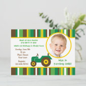 Traktorbauernhof Foto-Geburtstags-Party Einladung (Stehend Vorderseite)