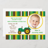 Traktorbauernhof Foto-Geburtstags-Party Einladung (Vorne/Hinten)