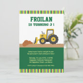 Traktorbaustreifen Geburtstagseinladung Einladung (Stehend Vorderseite)