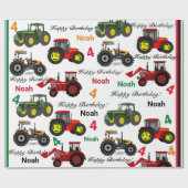 Traktoren Loader hinzufügen Junge's Name Age Birth Geschenkpapier (Flach)