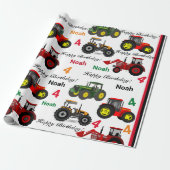 Traktoren Loader hinzufügen Junge's Name Age Birth Geschenkpapier (Ungerollt)