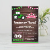 Traktoren oder Party zur Aufdeckung der Geschlecht Einladung (Stehend Vorderseite)