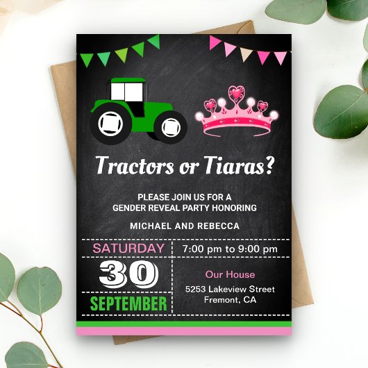 Traktoren oder Party zur Aufdeckung der Geschlecht Einladung