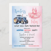 Traktoren oder Tutus Gender Reveal Party Einladung (Vorne/Hinten)