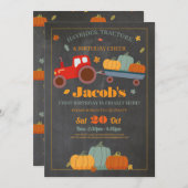 Traktoren Pumpkins Geburtstag 1. Herbsthälfte Einladung (Vorne/Hinten)