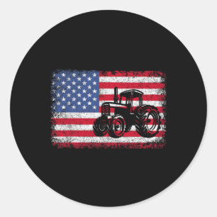 Traktoren USA-Flagge Patriotisches Geschenk für Mä Runder Aufkleber