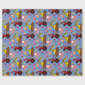 Traktorplanierraupen-Bau-Tupfen Geschenkpapier (Flach)