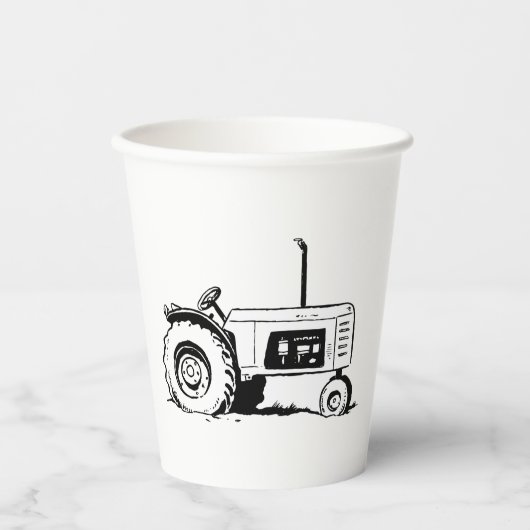 Traktorskizze Pappbecher (Vorderseite)