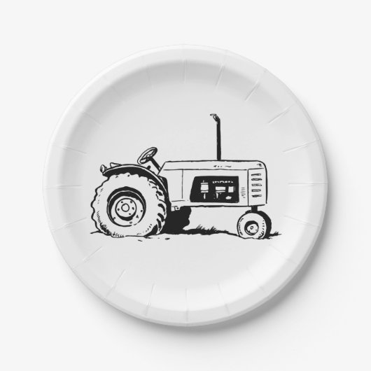 Traktorskizze Pappteller (Vorderseite)