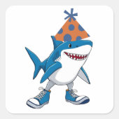 Tralalero Tralala Birthday Cartoon Shark Quadratischer Aufkleber (Vorderseite)