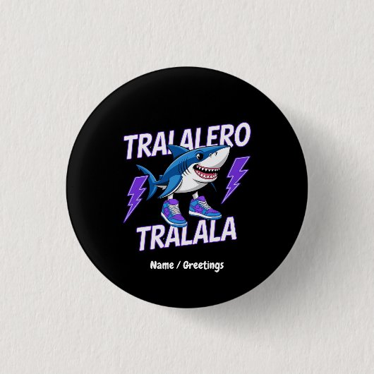 Tralalero Tralala Bootleg Funny Shark Meme Graphic Button (Vorderseite)