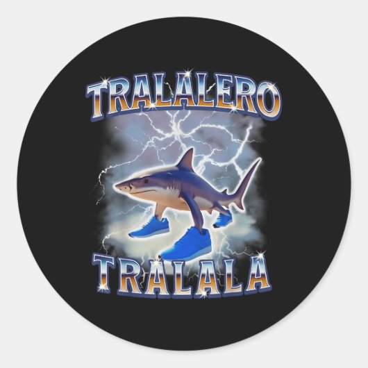 Tralalero Tralala Funny Shark Meme Bootleg Runder Aufkleber (Vorderseite)