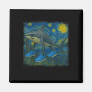 Tralalero Tralala Funny Shark Van Gogh Starry Nigh Magnet
