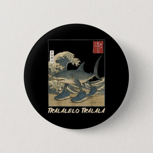 Tralalero Tralala Hai Italienisches Brainrot Meme Button (Vorderseite)