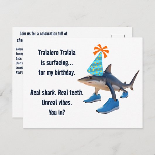 Tralalero Tralala Individuell gestalteter Geburtst Ankündigungspostkarte (Vorne/Hinten)