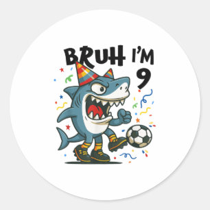 Tralalero Tralala Italian Brainrot Boy Soccer 9. Runder Aufkleber