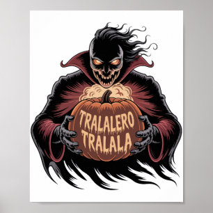 Tralalero Tralala Vampire Pumpkin Halloween Poster