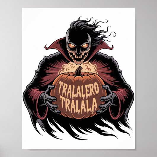 Tralalero Tralala Vampire Pumpkin Halloween Poster (Vorne)