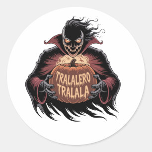 Tralalero Tralala Vampire Pumpkin Halloween Runder Aufkleber