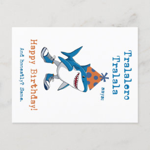 Tralalero Tralalala Cartoon Shark Funny Birthday Feiertagspostkarte