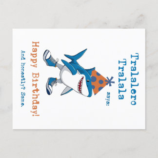 Tralalero Tralalala Cartoon Shark Funny Birthday Feiertagspostkarte