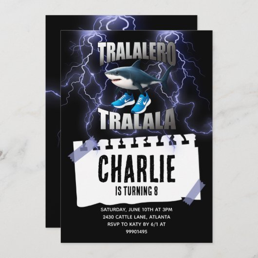 Tralalero tralalala laden einladung (Vorne/Hinten)