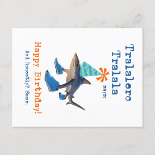 Tralalero Tralalala Shark Funny Birthday Card Feiertagspostkarte