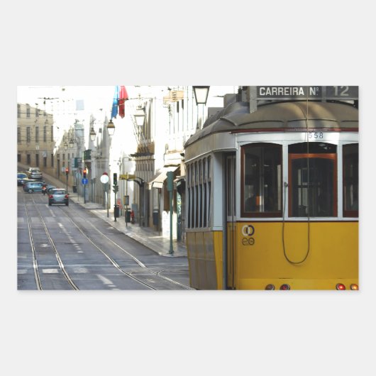 Tram 28, Lisbon, Portugal, Rechteckiger Aufkleber (Vorderseite)