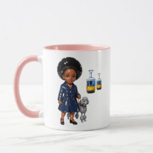 Tram-Fan Süßes Mädchen Pudel Stadt Thema Tasse