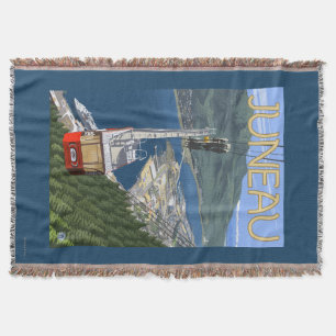 Tram über Juneau, Alaska Vintages Reise-Plakat Decke