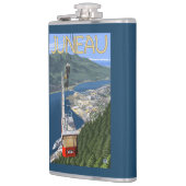 Tram über Juneau, Alaska Vintages Reise-Plakat Flachmann (Links)