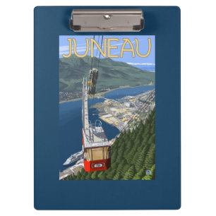 Tram über Juneau, Alaska Vintages Reise-Plakat Klemmbrett