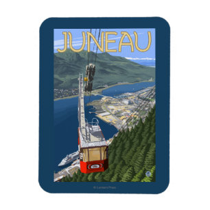 Tram über Juneau, Alaska Vintages Reise-Plakat Magnet