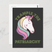 Trampeln Sie den Patriarchy Unicorn Feminist Postkarte (Vorne/Hinten)