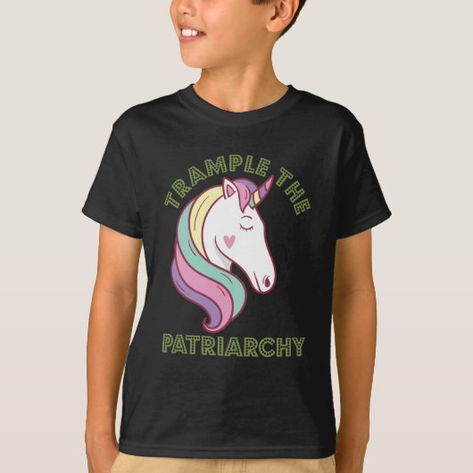Trampen Sie den Patriarchy Unicorn Feminist T-Shirt (Vorderseite)