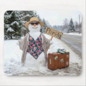 Trampende Schneefrau mit Florida-Schild Mousepad (Vorne)