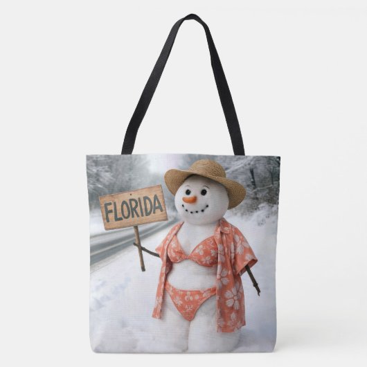 Trampende Schneefrau mit Florida-Schild Tasche (Vorderseite)