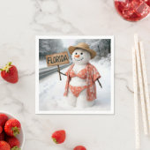 Tramper-Dame Schneemann mit Florida-Schild Serviette (Beispiel)