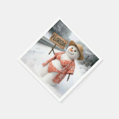 Tramper-Dame Schneemann mit Florida-Schild Serviette (Ecke)