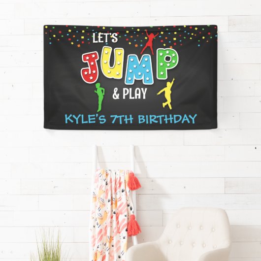Trampolin Birthday Banner - Junge (Insitu)