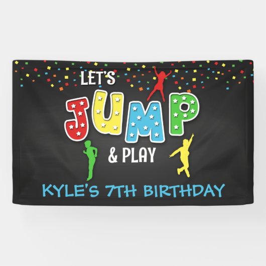 Trampolin Birthday Banner - Junge (Horizontal)