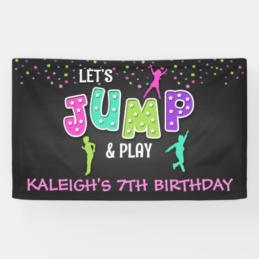 Trampolin Birthday Banner - Mädchen (Horizontal)