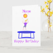 Trampolin Card für Mädchen, Name hinzufügen. Karte (Gelbe Blume)