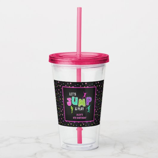 Trampolin Geburtstag 16oz Tumbler - Mädchen Acryltrinkbecher (Vorderseite)