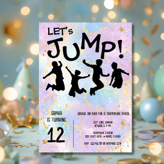 Trampolin Geburtstag springende Kinder Einladung