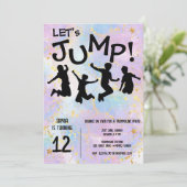 Trampolin Geburtstag springende Kinder Einladung (Stehend Vorderseite)